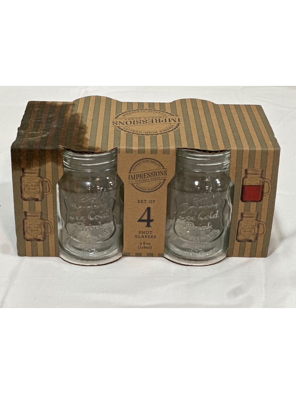 Impressions Vintage Glass 2 Pack Set of 4 Shot Glasses 5 fl oz Classic Glassware